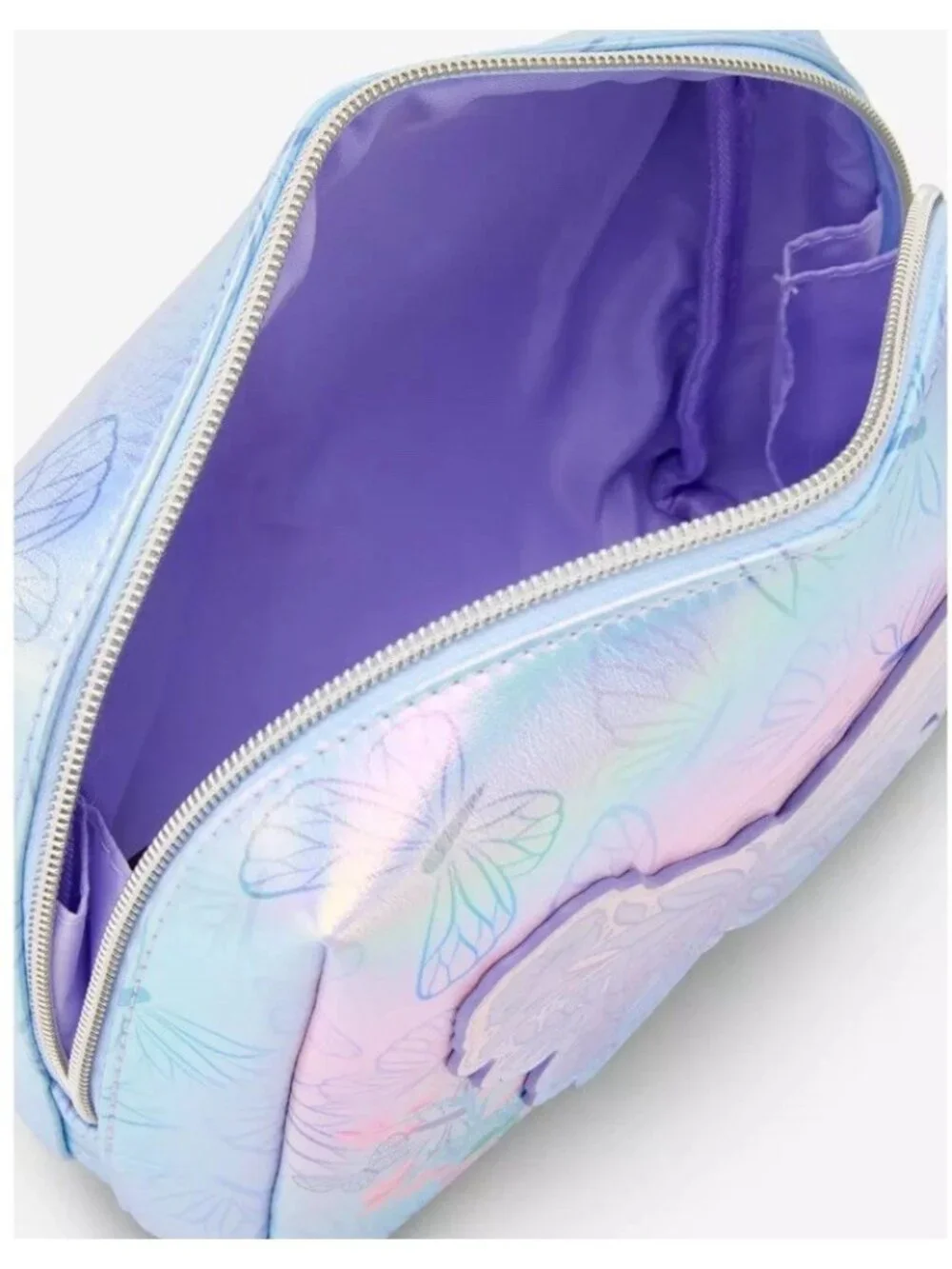 Her Universe Wicked Glinda Lilac Butterfly Iridescent Cosmetic Bag NWT